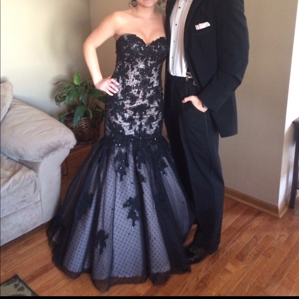 Black flower mermaid MORI LEE FORMAL DRESS